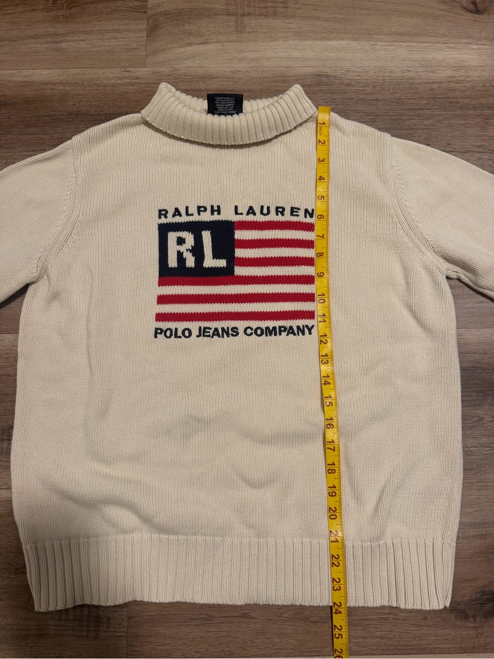 Vintage Polo Ralph Lauren Jeans Co American Flag Sweater Womens L Roll Neck Mock - Picture 8 of 10